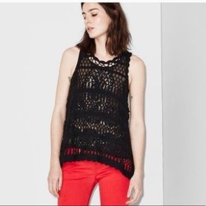 The Kooples Black Crochet Lace Tank Top Small